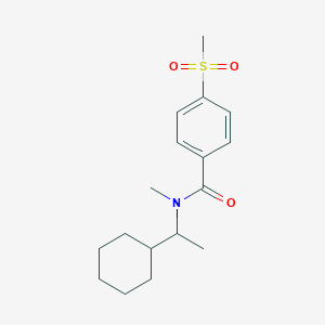 molecular formula C17H25NO3S B7222733 N-(1-cyclohexylethyl)-N-methyl-4-methylsulfonylbenzamide 
