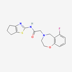 molecular formula C17H18FN3O2S B7222876 N-(5,6-dihydro-4H-cyclopenta[d][1,3]thiazol-2-yl)-2-(6-fluoro-3,5-dihydro-2H-1,4-benzoxazepin-4-yl)acetamide 