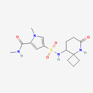 molecular formula C15H22N4O4S B7222955 N,1-dimethyl-4-[(6-oxo-5-azaspiro[3.5]nonan-9-yl)sulfamoyl]pyrrole-2-carboxamide 