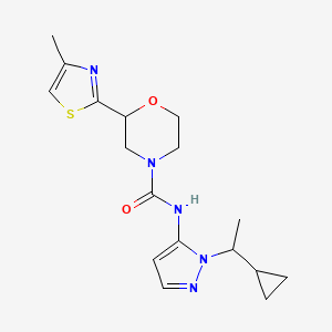molecular formula C17H23N5O2S B7222994 N-[2-(1-cyclopropylethyl)pyrazol-3-yl]-2-(4-methyl-1,3-thiazol-2-yl)morpholine-4-carboxamide 
