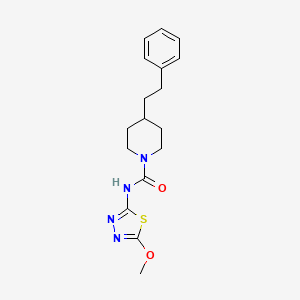 molecular formula C17H22N4O2S B7223051 N-(5-methoxy-1,3,4-thiadiazol-2-yl)-4-(2-phenylethyl)piperidine-1-carboxamide 