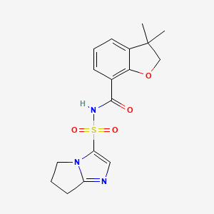 molecular formula C17H19N3O4S B7223137 N-(6,7-dihydro-5H-pyrrolo[1,2-a]imidazol-3-ylsulfonyl)-3,3-dimethyl-2H-1-benzofuran-7-carboxamide 