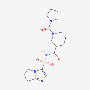 molecular formula C17H25N5O4S B7223149 N-(6,7-dihydro-5H-pyrrolo[1,2-a]imidazol-3-ylsulfonyl)-1-(pyrrolidine-1-carbonyl)piperidine-3-carboxamide 