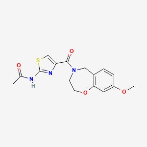 molecular formula C16H17N3O4S B7223154 N-[4-(8-methoxy-3,5-dihydro-2H-1,4-benzoxazepine-4-carbonyl)-1,3-thiazol-2-yl]acetamide 