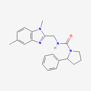 molecular formula C21H24N4O B7223233 N-[(1,5-dimethylbenzimidazol-2-yl)methyl]-2-phenylpyrrolidine-1-carboxamide 