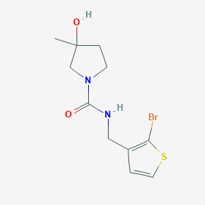 molecular formula C11H15BrN2O2S B7223237 N-[(2-bromothiophen-3-yl)methyl]-3-hydroxy-3-methylpyrrolidine-1-carboxamide 