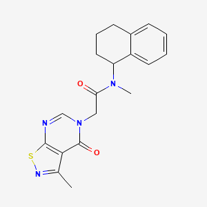 molecular formula C19H20N4O2S B7223300 N-methyl-2-(3-methyl-4-oxo-[1,2]thiazolo[5,4-d]pyrimidin-5-yl)-N-(1,2,3,4-tetrahydronaphthalen-1-yl)acetamide 