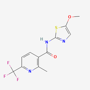 molecular formula C12H10F3N3O2S B7223313 N-(5-methoxy-1,3-thiazol-2-yl)-2-methyl-6-(trifluoromethyl)pyridine-3-carboxamide 
