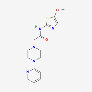 molecular formula C15H19N5O2S B7223357 N-(5-methoxy-1,3-thiazol-2-yl)-2-(4-pyridin-2-ylpiperazin-1-yl)acetamide 