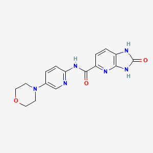 molecular formula C16H16N6O3 B7223425 N-(5-morpholin-4-ylpyridin-2-yl)-2-oxo-1,3-dihydroimidazo[4,5-b]pyridine-5-carboxamide 