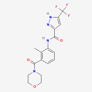 molecular formula C17H17F3N4O3 B7223434 N-[2-methyl-3-(morpholine-4-carbonyl)phenyl]-5-(trifluoromethyl)-1H-pyrazole-3-carboxamide 