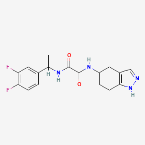 molecular formula C17H18F2N4O2 B7223541 N'-[1-(3,4-difluorophenyl)ethyl]-N-(4,5,6,7-tetrahydro-1H-indazol-5-yl)oxamide 