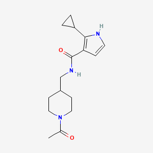 molecular formula C16H23N3O2 B7223563 N-[(1-acetylpiperidin-4-yl)methyl]-2-cyclopropyl-1H-pyrrole-3-carboxamide 