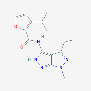 molecular formula C15H19N5O2 B7223589 N-(4-ethyl-6-methyl-2H-pyrazolo[3,4-c]pyrazol-3-yl)-3-propan-2-ylfuran-2-carboxamide 