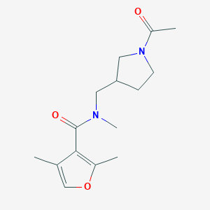 molecular formula C15H22N2O3 B7223626 N-[(1-acetylpyrrolidin-3-yl)methyl]-N,2,4-trimethylfuran-3-carboxamide 