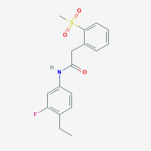 molecular formula C17H18FNO3S B7223633 N-(4-ethyl-3-fluorophenyl)-2-(2-methylsulfonylphenyl)acetamide 