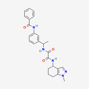 molecular formula C25H27N5O3 B7223755 N'-[1-(3-benzamidophenyl)ethyl]-N-(1-methyl-4,5,6,7-tetrahydroindazol-4-yl)oxamide 