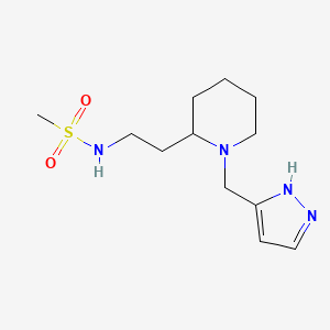 molecular formula C12H22N4O2S B7223830 N-[2-[1-(1H-pyrazol-5-ylmethyl)piperidin-2-yl]ethyl]methanesulfonamide 