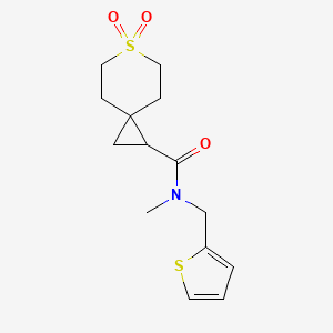 molecular formula C14H19NO3S2 B7223916 N-methyl-6,6-dioxo-N-(thiophen-2-ylmethyl)-6lambda6-thiaspiro[2.5]octane-2-carboxamide 