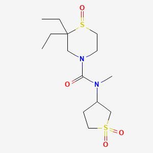 molecular formula C14H26N2O4S2 B7223958 N-(1,1-dioxothiolan-3-yl)-2,2-diethyl-N-methyl-1-oxo-1,4-thiazinane-4-carboxamide 