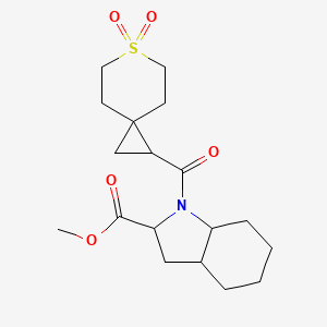 molecular formula C18H27NO5S B7223962 Methyl 1-(6,6-dioxo-6lambda6-thiaspiro[2.5]octane-2-carbonyl)-2,3,3a,4,5,6,7,7a-octahydroindole-2-carboxylate 