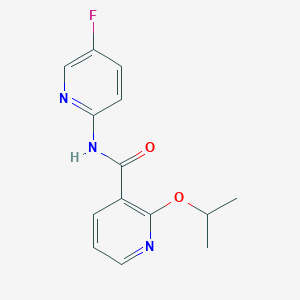 molecular formula C14H14FN3O2 B7223971 N-(5-fluoropyridin-2-yl)-2-propan-2-yloxypyridine-3-carboxamide 