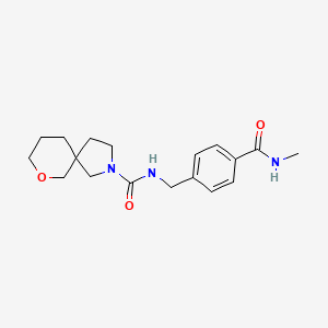 molecular formula C18H25N3O3 B7224068 N-[[4-(methylcarbamoyl)phenyl]methyl]-7-oxa-2-azaspiro[4.5]decane-2-carboxamide 