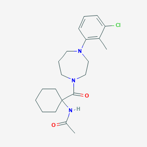 molecular formula C21H30ClN3O2 B7224071 N-[1-[4-(3-chloro-2-methylphenyl)-1,4-diazepane-1-carbonyl]cyclohexyl]acetamide 