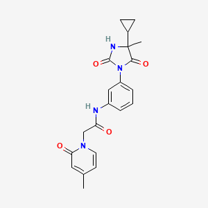 molecular formula C21H22N4O4 B7224102 N-[3-(4-cyclopropyl-4-methyl-2,5-dioxoimidazolidin-1-yl)phenyl]-2-(4-methyl-2-oxopyridin-1-yl)acetamide 