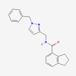 molecular formula C21H21N3O B7224111 N-[(1-benzylpyrazol-3-yl)methyl]-2,3-dihydro-1H-indene-4-carboxamide 