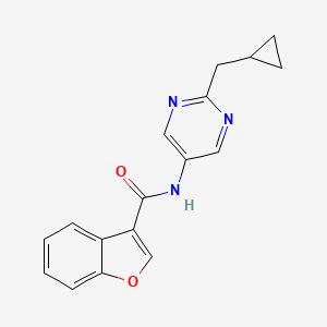 molecular formula C17H15N3O2 B7224116 N-[2-(cyclopropylmethyl)pyrimidin-5-yl]-1-benzofuran-3-carboxamide 