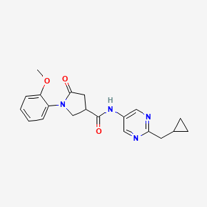 molecular formula C20H22N4O3 B7224124 N-[2-(cyclopropylmethyl)pyrimidin-5-yl]-1-(2-methoxyphenyl)-5-oxopyrrolidine-3-carboxamide 