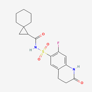 molecular formula C18H21FN2O4S B7224222 N-[(7-fluoro-2-oxo-3,4-dihydro-1H-quinolin-6-yl)sulfonyl]spiro[2.5]octane-2-carboxamide 