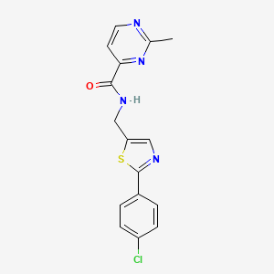 molecular formula C16H13ClN4OS B7224284 N-[[2-(4-chlorophenyl)-1,3-thiazol-5-yl]methyl]-2-methylpyrimidine-4-carboxamide 