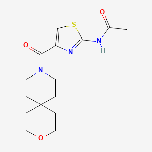 molecular formula C15H21N3O3S B7224285 N-[4-(3-oxa-9-azaspiro[5.5]undecane-9-carbonyl)-1,3-thiazol-2-yl]acetamide 