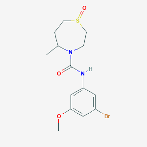 molecular formula C14H19BrN2O3S B7224519 N-(3-bromo-5-methoxyphenyl)-5-methyl-1-oxo-1,4-thiazepane-4-carboxamide 