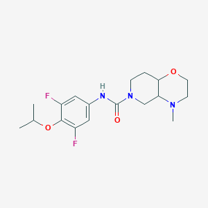 molecular formula C18H25F2N3O3 B7224551 N-(3,5-difluoro-4-propan-2-yloxyphenyl)-4-methyl-3,4a,5,7,8,8a-hexahydro-2H-pyrido[4,3-b][1,4]oxazine-6-carboxamide 