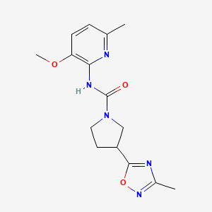 molecular formula C15H19N5O3 B7224569 N-(3-methoxy-6-methylpyridin-2-yl)-3-(3-methyl-1,2,4-oxadiazol-5-yl)pyrrolidine-1-carboxamide 