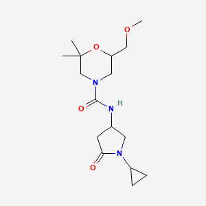 molecular formula C16H27N3O4 B7224653 N-(1-cyclopropyl-5-oxopyrrolidin-3-yl)-6-(methoxymethyl)-2,2-dimethylmorpholine-4-carboxamide 