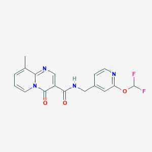 molecular formula C17H14F2N4O3 B7224675 N-[[2-(difluoromethoxy)pyridin-4-yl]methyl]-9-methyl-4-oxopyrido[1,2-a]pyrimidine-3-carboxamide 