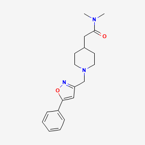 molecular formula C19H25N3O2 B7224751 N,N-dimethyl-2-[1-[(5-phenyl-1,2-oxazol-3-yl)methyl]piperidin-4-yl]acetamide 