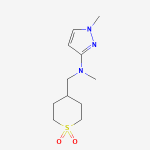 molecular formula C11H19N3O2S B7224754 N-[(1,1-dioxothian-4-yl)methyl]-N,1-dimethylpyrazol-3-amine 