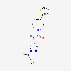 molecular formula C17H24N6OS B7224977 N-[1-(1-cyclopropylethyl)pyrazol-4-yl]-4-(1,3-thiazol-2-yl)-1,4-diazepane-1-carboxamide 