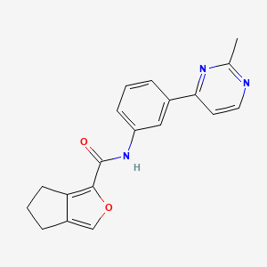 molecular formula C19H17N3O2 B7225111 N-[3-(2-methylpyrimidin-4-yl)phenyl]-5,6-dihydro-4H-cyclopenta[c]furan-3-carboxamide 