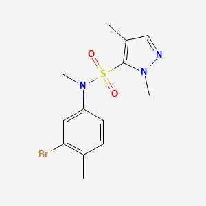 molecular formula C13H16BrN3O2S B7225171 N-(3-bromo-4-methylphenyl)-N,2,4-trimethylpyrazole-3-sulfonamide 