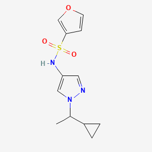 molecular formula C12H15N3O3S B7225184 N-[1-(1-cyclopropylethyl)pyrazol-4-yl]furan-3-sulfonamide 