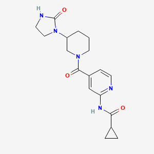 molecular formula C18H23N5O3 B7225247 N-[4-[3-(2-oxoimidazolidin-1-yl)piperidine-1-carbonyl]pyridin-2-yl]cyclopropanecarboxamide 