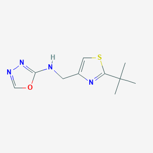 molecular formula C10H14N4OS B7225288 N-[(2-tert-butyl-1,3-thiazol-4-yl)methyl]-1,3,4-oxadiazol-2-amine 