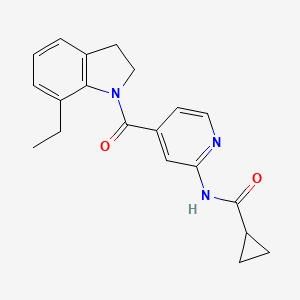 molecular formula C20H21N3O2 B7225331 N-[4-(7-ethyl-2,3-dihydroindole-1-carbonyl)pyridin-2-yl]cyclopropanecarboxamide 