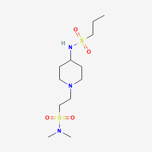 molecular formula C12H27N3O4S2 B7225336 N-[1-[2-(dimethylsulfamoyl)ethyl]piperidin-4-yl]propane-1-sulfonamide 